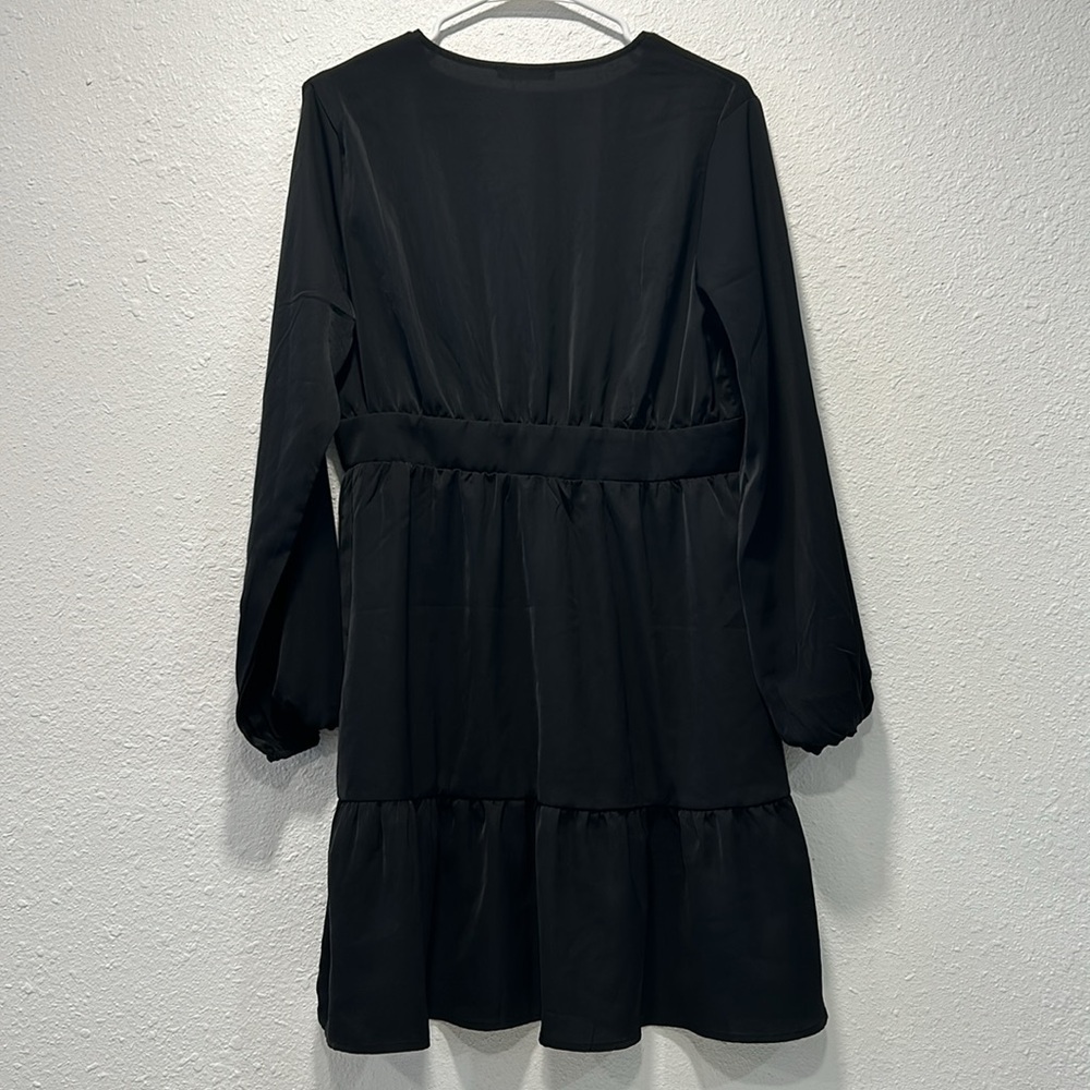 NWT Cupshe black plunge neck button loop button mini dress for women - Picture 5 of 11